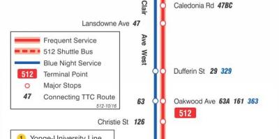 რუკა streetcar line 512 St. Clair