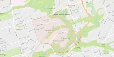 რუკა Thorncliffe პარკი სამეზობლო ტორონტოში
