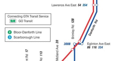 რუკა TTC 16 McCowan ავტობუსის მარშრუტი ტორონტოში