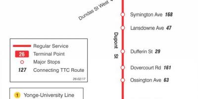 რუკა TTC 26 Dupont ავტობუსის მარშრუტი ტორონტოში