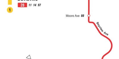 რუკა TTC 28 Bayview სამხრეთ ავტობუსის მარშრუტი ტორონტოში
