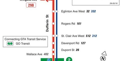 რუკა TTC 29 Dufferin ავტობუსის მარშრუტი ტორონტოში