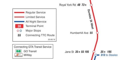 რუკა TTC 30 Lambton ავტობუსის მარშრუტი ტორონტოში
