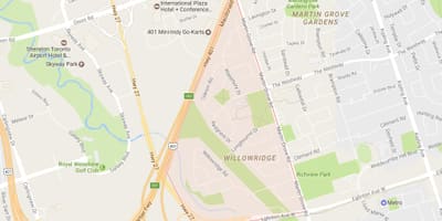 რუკა Willowridge სამეზობლო ტორონტოში