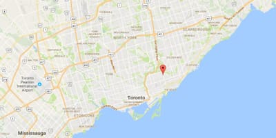 რუკა Woodbine Heightsdistrict ტორონტოში