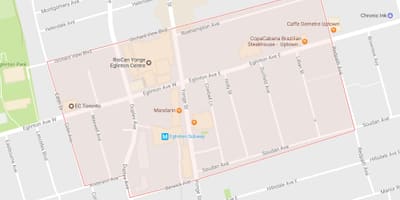 რუკა Yonge და Eglinton სამეზობლო ტორონტოში