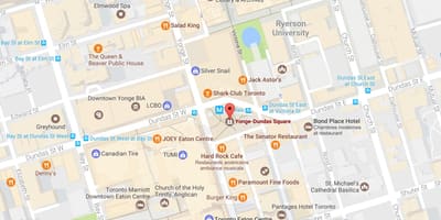 რუკა Yonge-Dundas კვადრატული ტორონტოში