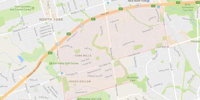 რუკა York ქარხნები სამეზობლო ტორონტოში