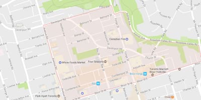 რუკა Yorkville სამეზობლო ტორონტოში