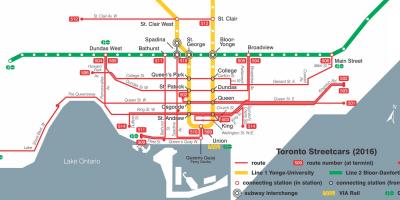 რუკა ტორონტოში streetcar სისტემა
