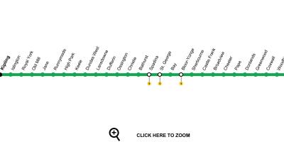 რუკა ტორონტოში მეტროს ხაზი 2 Bloor-Danforth